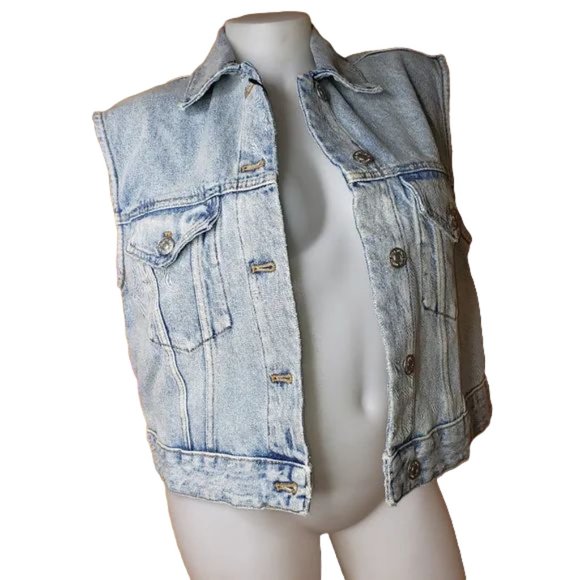 Zara Jackets & Blazers - ZARA EDITED Distressed Denim Jean Vest Size XS NEW